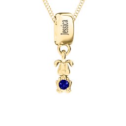 Happy Dog Pendant in 10K Solid Yellow Gold with Blue Sapphire
