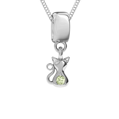 Happy Cat Pendant – Sterling Silver with Peridot