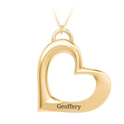 Tilted Heart Pendant in 10K Solid Yellow Gold
