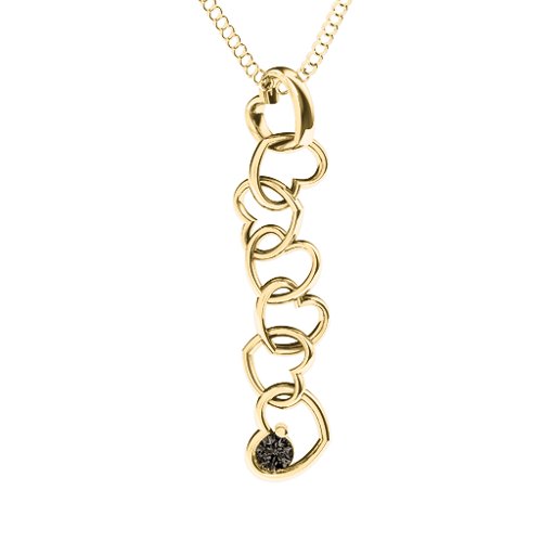 Falling in Love Pendant – 18K Gold Plated Silver with Smokey Quartz