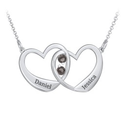 Merging Hearts Pendant in 925 Sterling Silver with Smokey Quartz