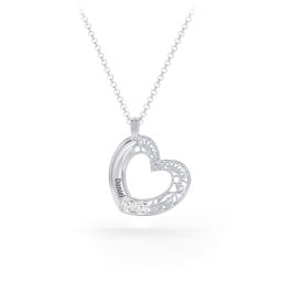 Engravable Filigree Heart Pendant with Birthstones