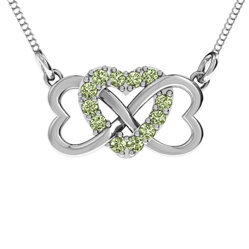 Triple Heart Infinity Pendant – Sterling Silver with Peridot