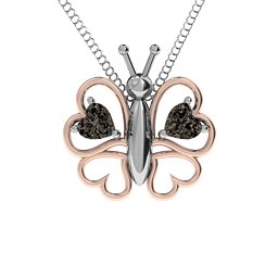 Love Butterfly Pendant in 925 Sterling Silver with Smokey Quartz