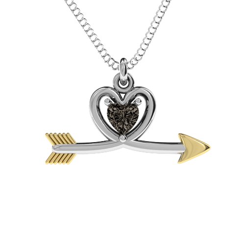 Heart & Arrow Pendant – Sterling Silver with Smokey Quartz