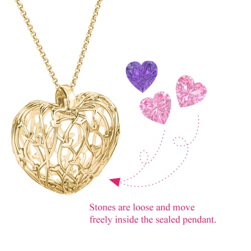 Organic Caged Hearts Pendant