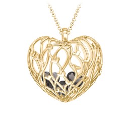 Organic Caged Hearts Pendant in 18K Gold Plated Silver with Smokey Quartz
