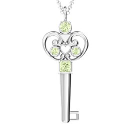 3–5 Stone Accented Key Pendant in 925 Sterling Silver with Peridot and Amethyst