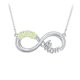 Mom's Infinity Pendant in 925 Sterling Silver with Peridot