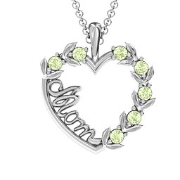 Mom's Heart of Love Pendant in 925 Sterling Silver with Peridot
