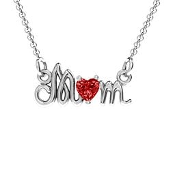 Graceful Mom Heart Birthstone Pendant