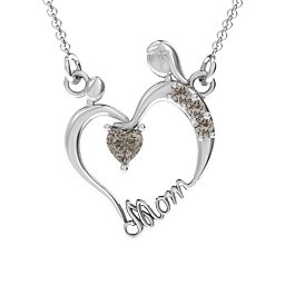 Mother and Child Pendant in 925 Sterling Silver with Smokey Quartz