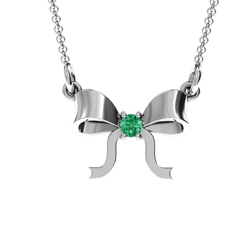Put A Bow On It Pendant – Sterling Silver with Emerald