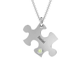 Puzzle Piece of Your Heart Pendant in 925 Sterling Silver with Peridot