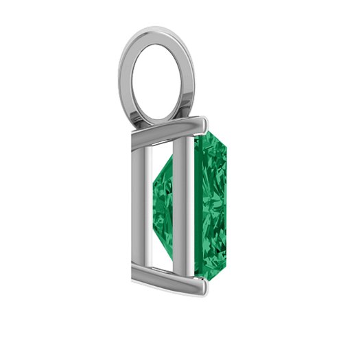 Emerald Cut Solitaire Pendant – Sterling Silver with Green Premium Zirconia