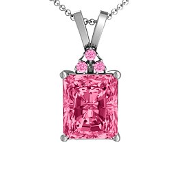 Emerald Cut Solitaire with Accents Pendant