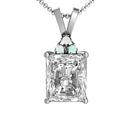 Emerald Cut Solitaire with Accents Pendant