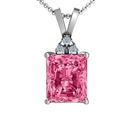 Emerald Cut Solitaire with Accents Pendant