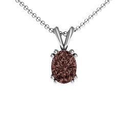 Angelic Oval Cut Pendant in 925 Sterling Silver with Fancy Brown Premium Zirconia