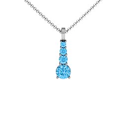 Graduated Line Pendant in 925 Sterling Silver with Blue Topaz