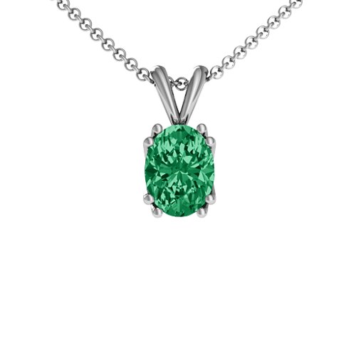 Larissa Solitaire Pendant – Sterling Silver with Emerald