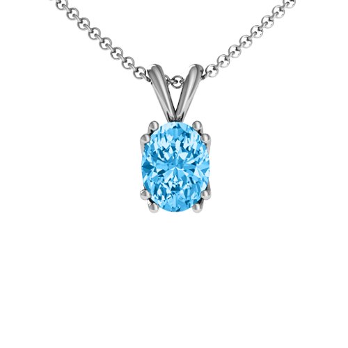 Larissa Solitaire Pendant – Sterling Silver with Blue Topaz