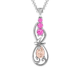 Ornate Butterfly Infinity Pendant in 925 Sterling Silver with Morganite and Pink Tourmaline