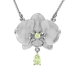 Orchid and Pear Drop Pendant in 925 Sterling Silver with Peridot