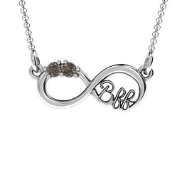 2-4 Stone BFF Infinity Pendant in 925 Sterling Silver with Smokey Quartz and Cubic Zirconia