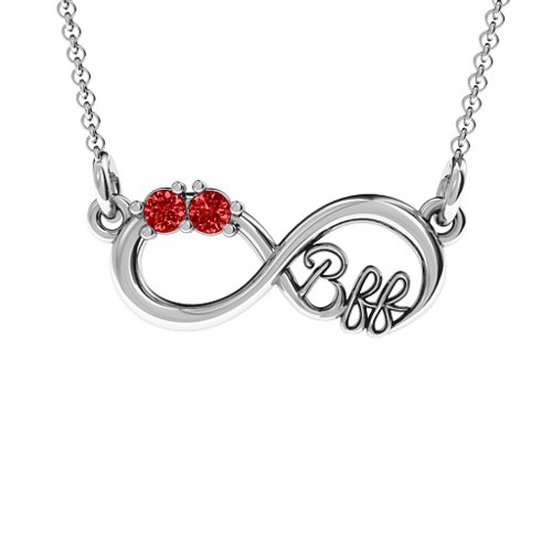 2-4 Stone BFF Infinity Pendant – Sterling Silver with Garnet