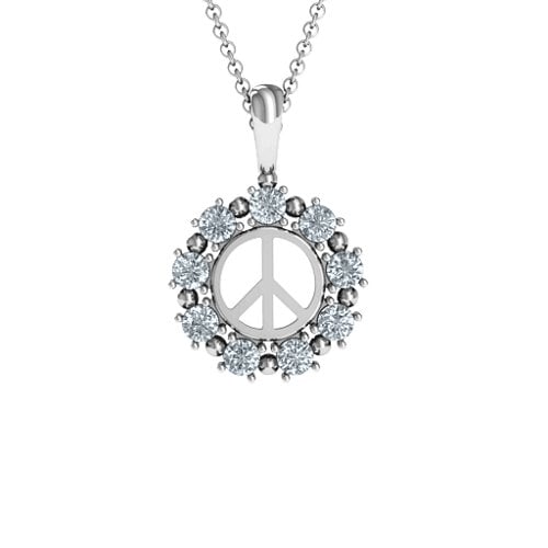 Peace Sign with Stones Pendant