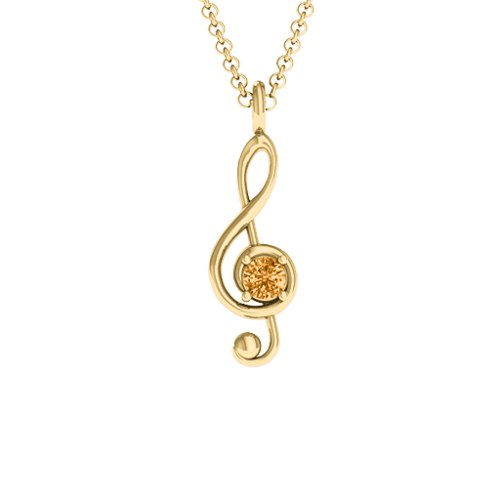 Treble Clef Pendant – 14K Yellow Gold with Citrine
