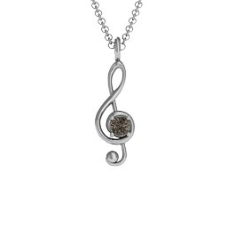 Treble Clef Pendant in 925 Sterling Silver with Smokey Quartz