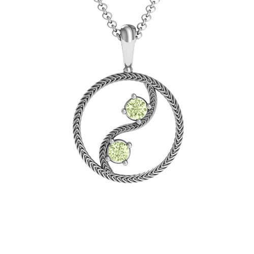 Personalized Yin Yang Pendant – Sterling Silver with Peridot