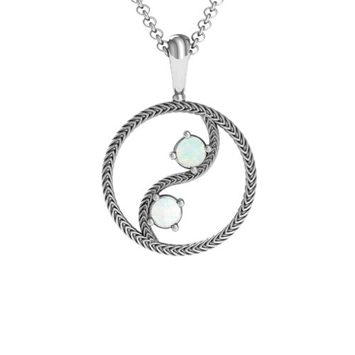 Personalized Yin Yang Pendant – Sterling Silver with Opal