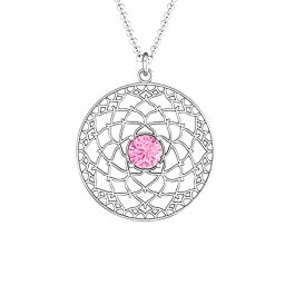 Crown Chakra Pendant in 925 Sterling Silver with Pink Tourmaline