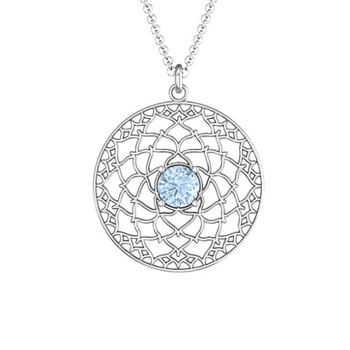 Crown Chakra Pendant – Sterling Silver with Aquamarine