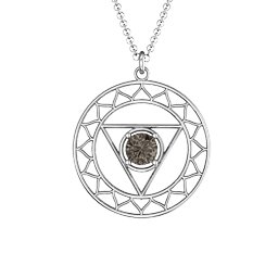 Throat Chakra Pendant in 925 Sterling Silver with Smokey Quartz