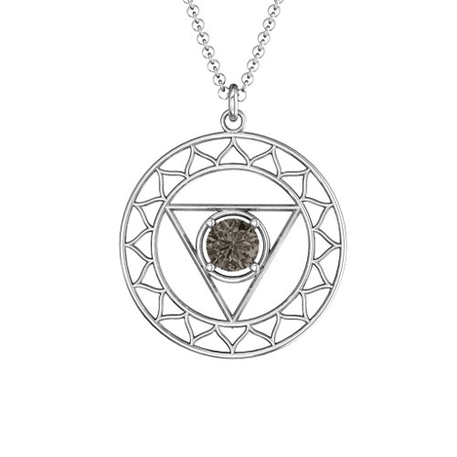 Throat Chakra Pendant – Sterling Silver with Smokey Quartz