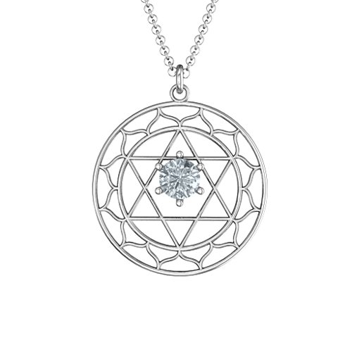 Heart Chakra Pendant – Sterling Silver with Cubic Zirconia