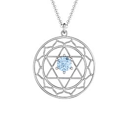 Heart Chakra Pendant in 925 Sterling Silver with Aquamarine