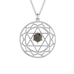 Heart Chakra Pendant in 925 Sterling Silver with Smokey Quartz