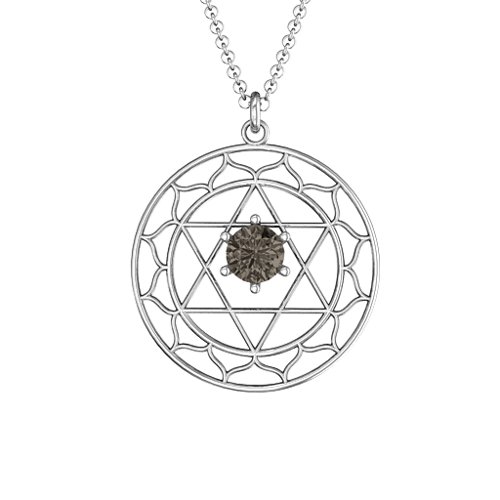 Heart Chakra Pendant – Sterling Silver with Smokey Quartz