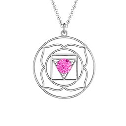 Root Chakra Pendant in 925 Sterling Silver with Pink Tourmaline