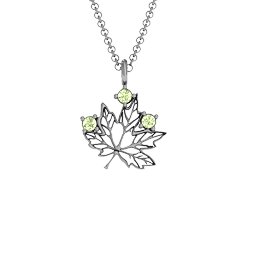 Maple Leaf with Stone Pendant in 925 Sterling Silver with Peridot