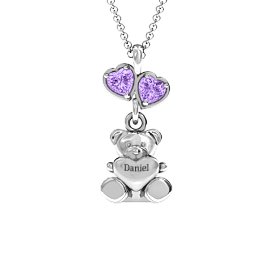Teddy Bear with Stones Pendant