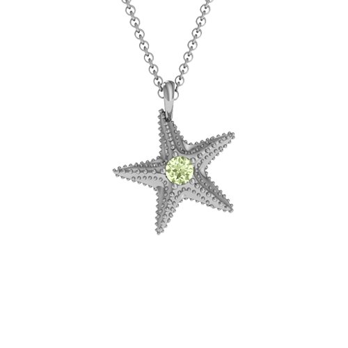 Starfish with Stone Pendant – Sterling Silver with Peridot