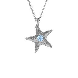 Starfish with Stone Pendant in 925 Sterling Silver with Aquamarine