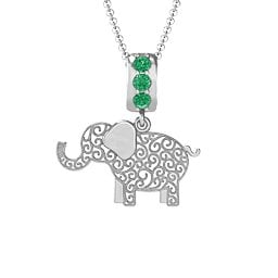 Filigree Elephant with Stones Pendant