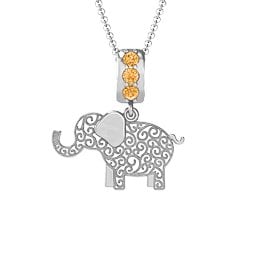 Filigree Elephant with Stones Pendant